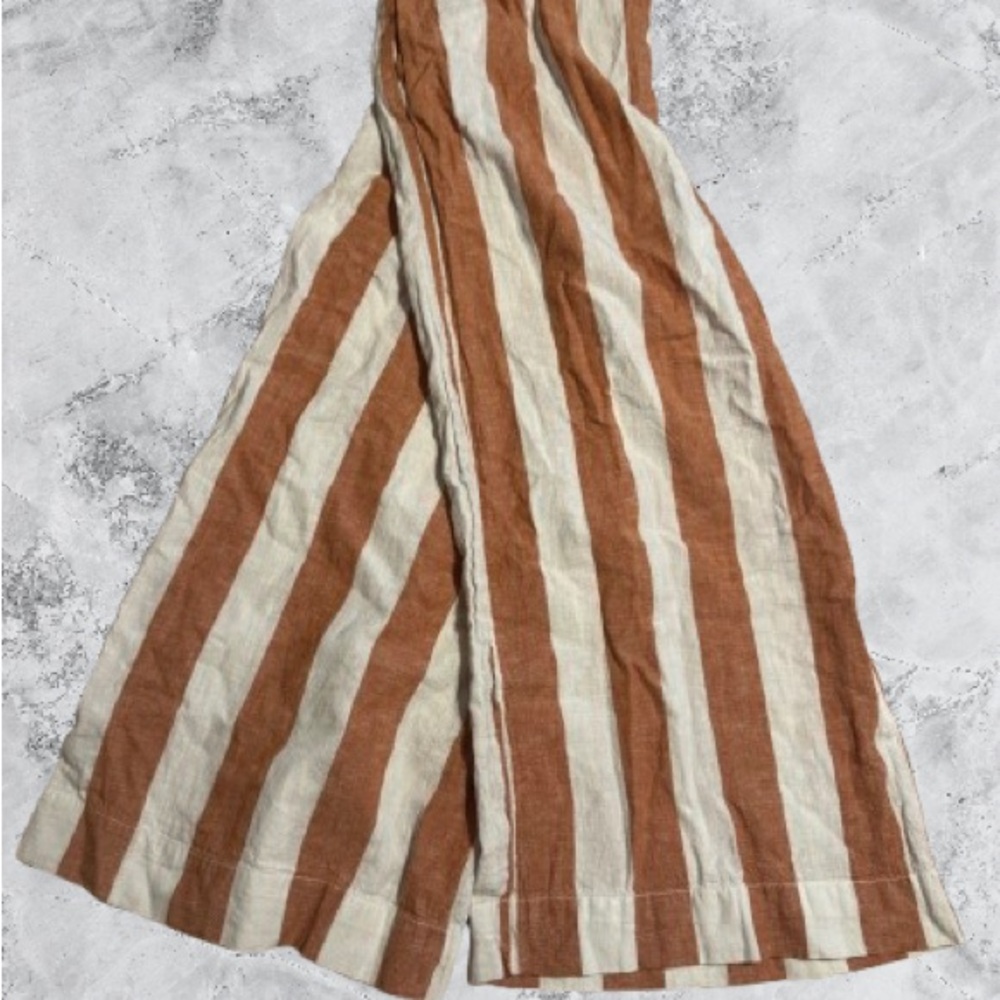 Striped Linen Cropped Pants